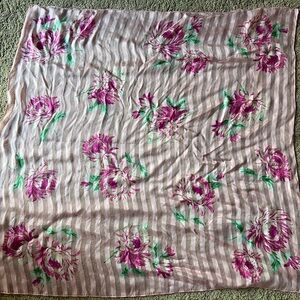Floral Striped Silk Scarf